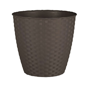 Ghiveci ratan Stefanplast, plastic, moka, 11 L, diametru 28.6 cm, 26 cm