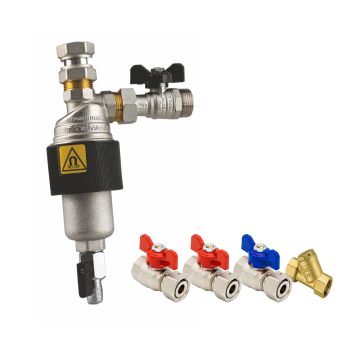 Set filtru magnetic pentru centrale murale TM-MAG Tiemme, 6 bar, 6.15 x 23.16 x 13.05 cm + 4 robineti