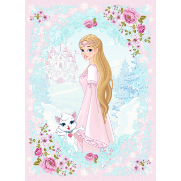 Covor copii Kids Princess, model cu printesa, poliester, 70 x 140 cm