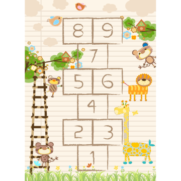 Covor copii Kids Hops, model cu sotron, poliester, bej, 70 x 140 cm