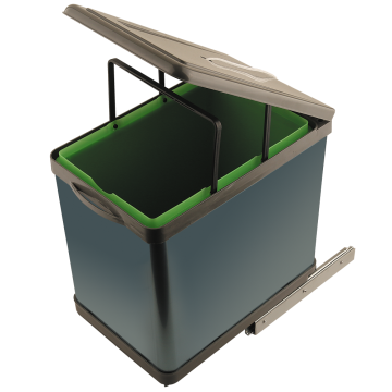 Cos de gunoi, metal si plastic, crom, 16 l