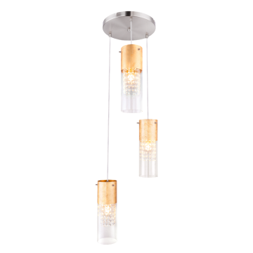 Pendul Globo WEMMO 15908-3G, 3 x E27, 60 W, H 120 cm x D 30 cm, nichel + auriu