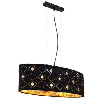 Suspensie Abbey 15448H2, 3 x E27, 180W, 650 mm, negru + auriu