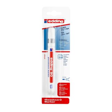 Marker Edding 90, pentru tabla de sticla, varf 2-3 mm, alb