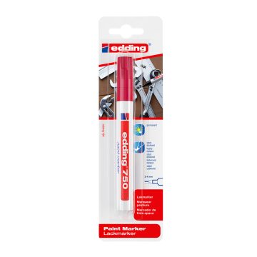 Marker permanent Edding 750, varf rotund, 2-4 mm, cu vopsea rosie
