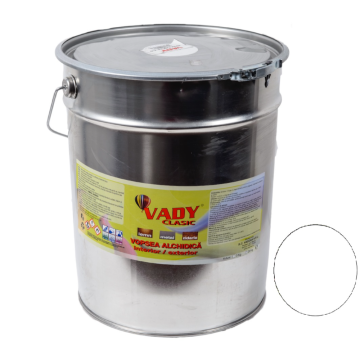 Vopsea alchidica Vady clasic, pentru lemn/metal/zidarie, interior/exterior, alba, 20kg