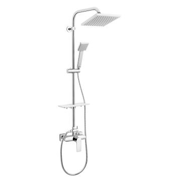 Set de dus Ferro Square NP74-BAQ7U, baterie inclusa, monocomanda, crom, lungime furtun 1.5 m