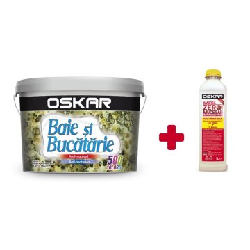 Vopsea lavabila interior Oskar baie si bucatarie, alb, 2.5 l + Amorsa 1 l