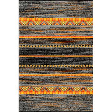 Covor modern Kolibri 11271/180, 100% polipropilena friese, negru/portocaliu, 120 x 170 cm