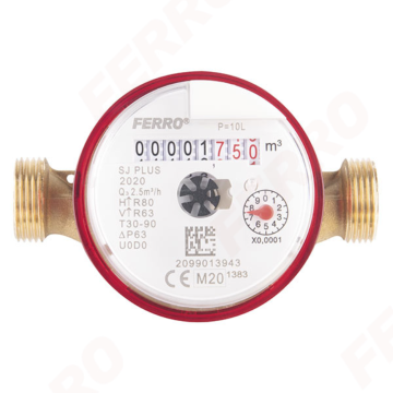 Contor de apa calda monojet Ferro SJ20ACPLUS, protectie magnetica, 3/4 inch, 4.0M³/H
