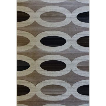 Covor modern Geo Hand Carved 7166, polipropilena heat set, model abstract bej, 120 x 160 cm