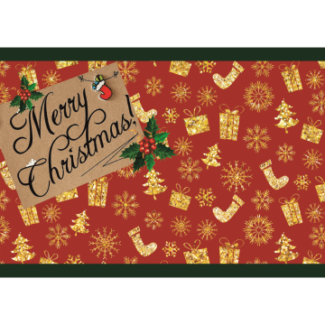 Covoras Craciun DT02202, Merry Christmas, poliester, rosu/verde,  60 x 90 cm