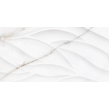 Faianta baie Cesarom Statuario, alb, lucios, aspect de marmura, 50 x 25 cm