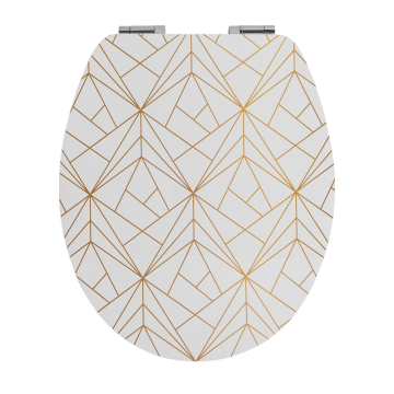 Capac WC Wirquin Diplomatic Gold, MDF, alb/auriu, soft close, 37.5 x 44.5 cm
