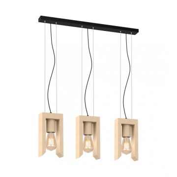 Suspensie Vincenzo 54190, lemn, bej, 3 x E27, 60W, 60 cm