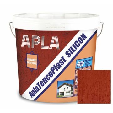 Tencuiala decorativa siliconica Apla TencoPlast, aspect scoarta de copac, granulatie 2 mm, exterior, fire brick, 24 kg