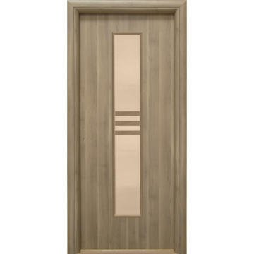 Usa interior cu geam, Gri gol D2 660, dreapta, 202 x 66 x 4 cm cu toc