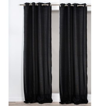 Draperie Precieux 57187, 100% poliester, negru, 140 x 260 cm