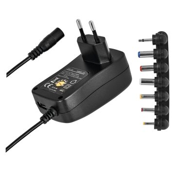 Adaptor incarcator universal Emos, 7 mufe, 2250 ma, 2 A/10 W, iesire USB, negru