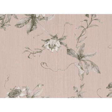 Tapet vinil Preloved Passion 220902, model floral, roz/gri,  0.53 x 10 m