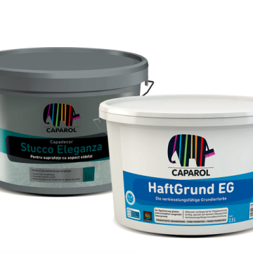 Masa de spaclu Capadecor Stucco Eleganza, crem metalizat, 2.5 l + DecoGrund 2,5l