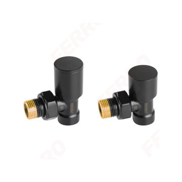 Set robineti tur/retur Ferro ZGB31BL, alama, negru, 1/2 inch