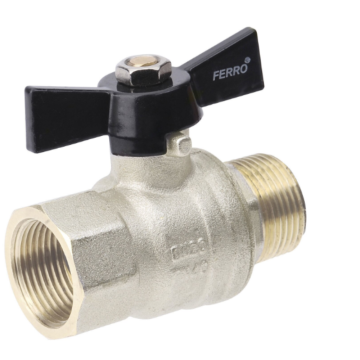 Robinet cu sfera Ferro KMH31E, alama, filet interior-exterior, 1