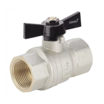 Robinet cu sfera Ferro KMH3E, alama, filet interior-interior, 1