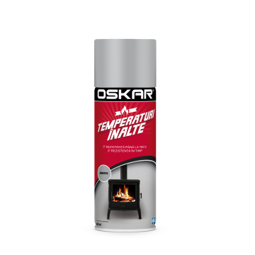 Vopsea spray temperaturi inalte Oskar, argintiu, mat, interior/exterior, 400 ml