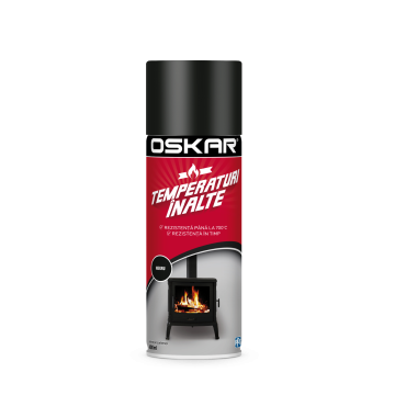 Vopsea spray temperaturi inalte Oskar, negru, mat, interior/exterior, 400 ml
