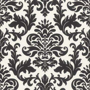 Tapet hartie Rasch Duplex 278507, alb/negru, model floral, 10 x 0.53 m
