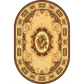 Covor oval Gold, polipropilena, maro, 60 x 110 cm