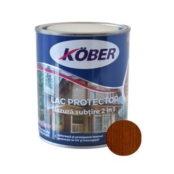 Lac protector 2 in 1 pentru lemn, Kober, interior/exterior, nuc mediu, 0,75L