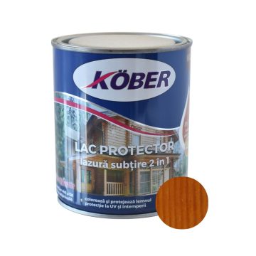 Lac protector 2 in 1 pentru lemn, Kober, interior/exterior, teak, 0,75L