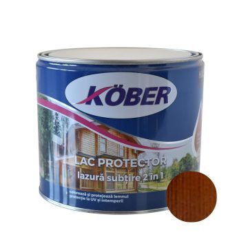 Lac protector 2 in 1 pentru lemn, Kober, interior/exterior, nuc mediu, 2,5L