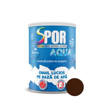 Email lucios Spor Aqua, pentru lemn/metal, interior/exterior, pe baza de apa, maro, 2.5 l