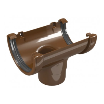 Racord jgheab - burlan PVC Devorex Classic 120mm x 80 mm, cu drenaj, maro