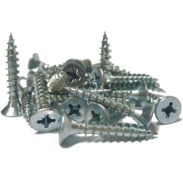 Surub pentru lemn Teko, cap inecat, otel zincat, alb, 3.5 x 16 mm, 2000 buc.
