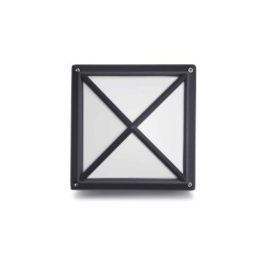 Aplica perete Hepol 1XE27, otel inoxidabil, 1 x E27, 18 W, antracit, forma patrata, 215 x 215 x 118 cm