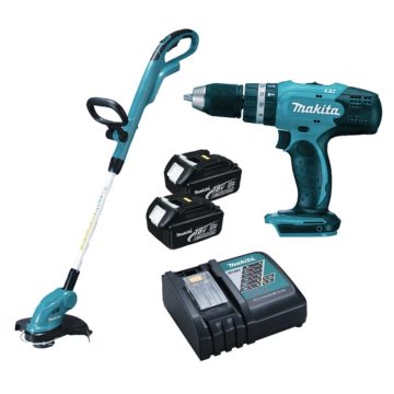 Set masina de gaurit si insurubat cu percutie DHP453 18 V, 42 Nm + masina de cosit DUR181 19 V 260 mm + 2 acumulatori Li-Ion, 18 V, 3 Ah