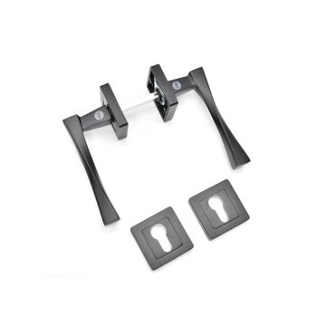 Set  manere usi de exterior Yale Verona, aluminiu, negru, rozete incluse