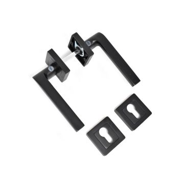 Set manere cu arc Yale Siena, aluminiu, negru, rozete incluse