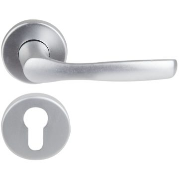 Maner usa interior/exterior Marina, cu rozeta, aluminiu, crom satinat