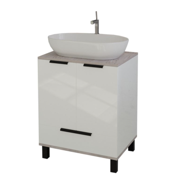 Baza cu lavoar Sanitop Kara, MDF/PAL, alb, 60 x 46 x 78 cm