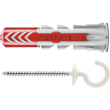 Diblu cu surub cap carlig din metal si plastic Fischer Duopower, nylon, 10 x 50 mm, 2 bucati
