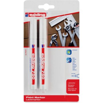 Marker permanent Edding 750, varf rotund, 2-4 mm, cu vopsea alba