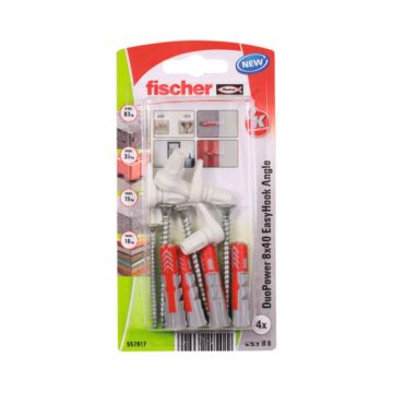 Diblu cu surub cap tip L din metal si plastic Fischer Duopower, nylon, 8 x 40 mm, 4 bucati