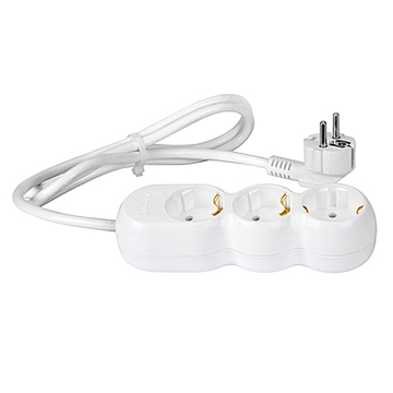 Prelungitor 3 prize H05VV-F, 3 x 1.5 mm2, IP20, alb, 5 m
