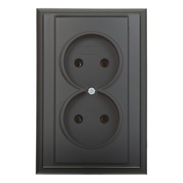 Priza dubla Luna, interior, negru mat