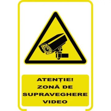 Semn atentie supraveghere video A5, 15 x 20 cm